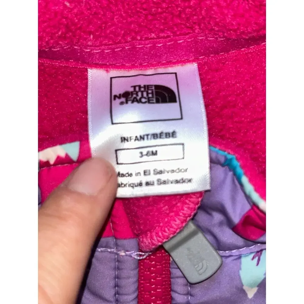 The North Face Infant 3-6 mon Denali Fleece Jacket pink forest animal print